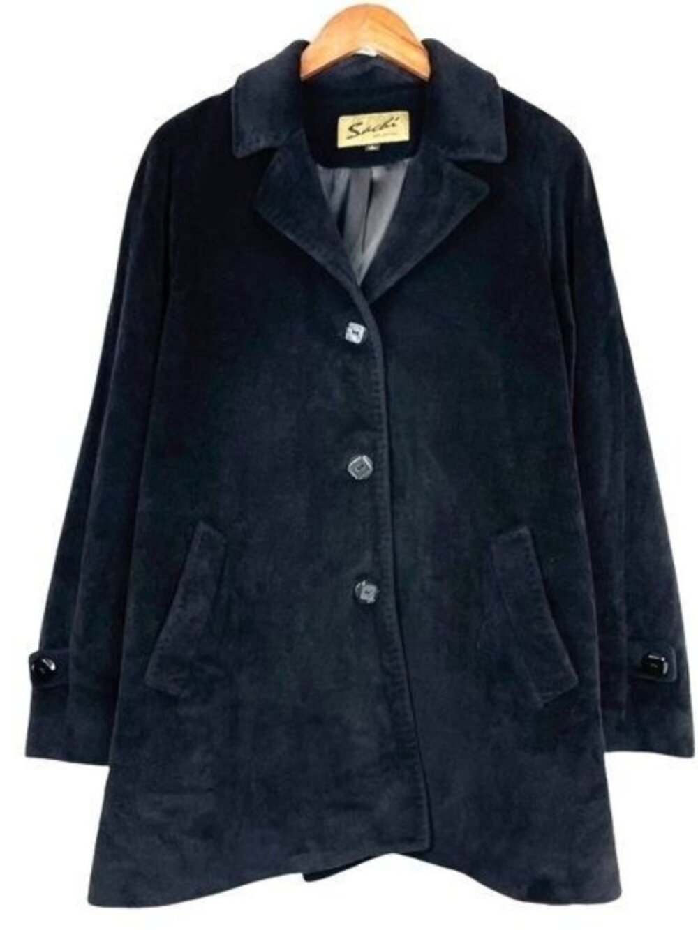 Sachi Wool Blend Black Dress Overcoat Pea Coat